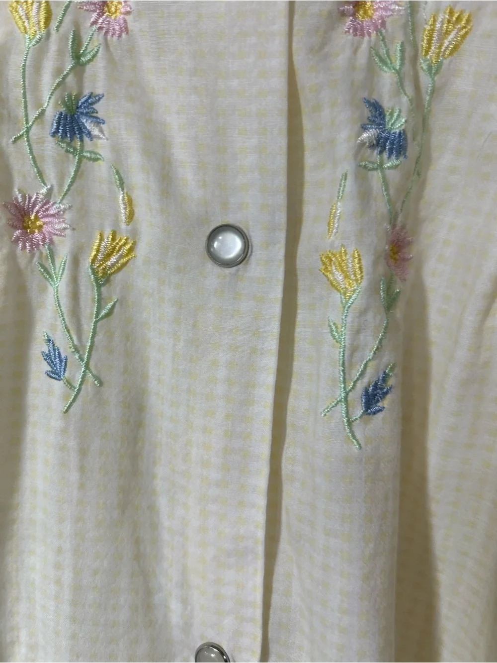 JIT Sleep Collection XL Floral Embroidered Yellow Gingham Nightgown
